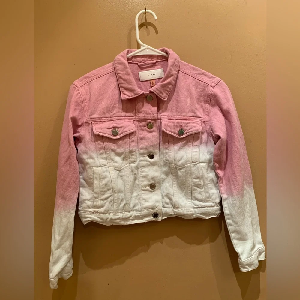 Blank NYC Denim Pink and White Size Large Jacket